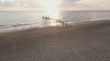 This stock footage shows aerial view of beach at the seaside resort town in Turkey in 8K resolution