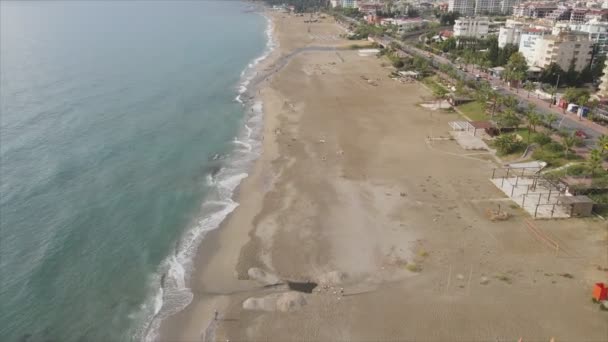 Stock Footage Shows Aerial View Beach Seaside Resort Town Turkey — Stock Video
