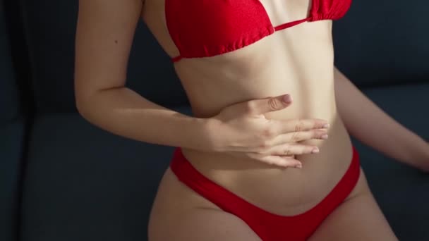 Stock Video Shows Girl Erotic Sexy Lingerie Slow Motion — стоковое видео