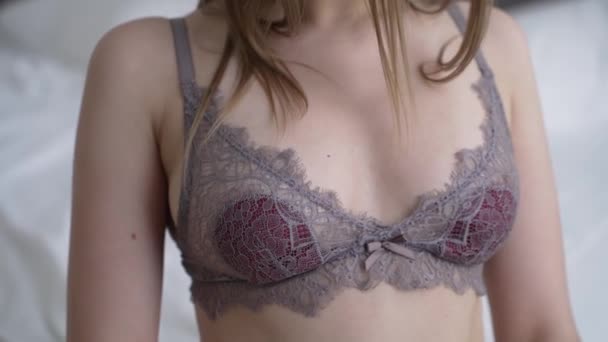 Stock Video Shows Girl Erotic Sexy Lingerie Slow Motion — Stock video