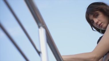 This stock video shows a beautiful woman in sexy lingerie, slow motion in 8K resolution