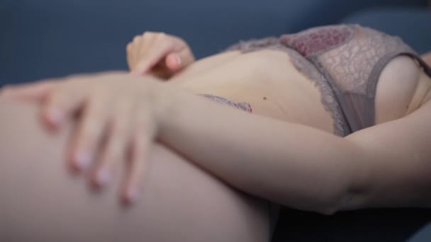Stock Video Shows Girl Erotic Sexy Lingerie Slow Motion — стоковое видео