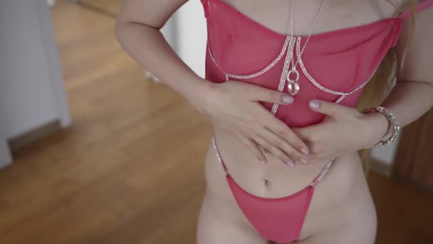 Stock Video Shows Beautiful Girl Sexy Lingerie Slow Motion — 图库视频影像