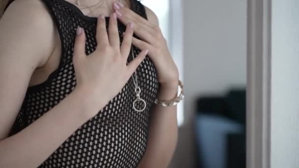 Стокове Відео Показує Красиву Жінку Сексуальній Нижній Білизні Повільний Рух — стокове відео