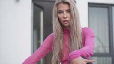 This is a stock video shows a girl in beautiful erotic sexy lingerie in 8K resolution