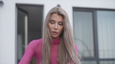 This is a stock video shows a girl in beautiful erotic sexy lingerie in 8K resolution