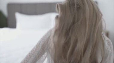 This is a stock video shows a girl in beautiful erotic sexy lingerie in 8K resolution