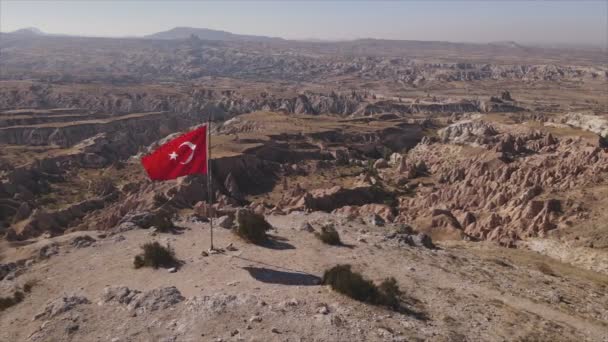 Deze Beelden Tonen Een Luchtfoto Van Vlag Van Turkije Boven — Stockvideo