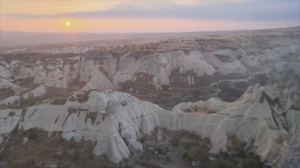 Este Vídeo Mostra Vista Aérea Nascer Sol Goreme Capadócia Turquia — Vídeo de Stock