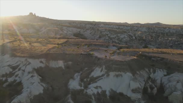 Toto Video Ukazuje Letecký Pohled Východ Slunce Goreme Cappadocia Turecko — Stock video