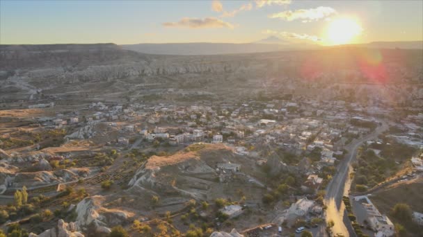 Deze Stockvideo Toont Luchtfoto Van Zonsopgang Goreme Cappadocië Turkije Resolutie — Stockvideo