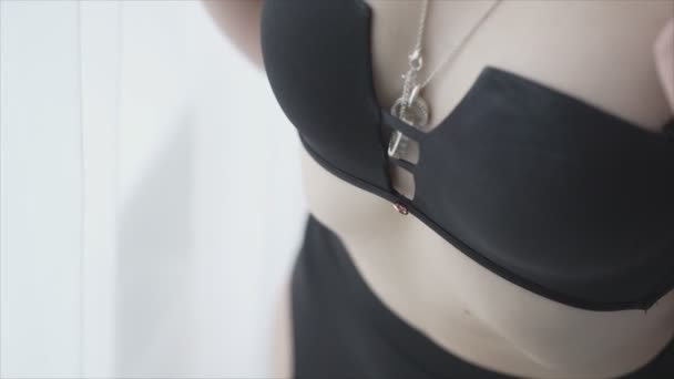 Toto Stock Video Ukazuje Krásnou Ženu Sexy Spodní Prádlo Rozlišení — Stock video