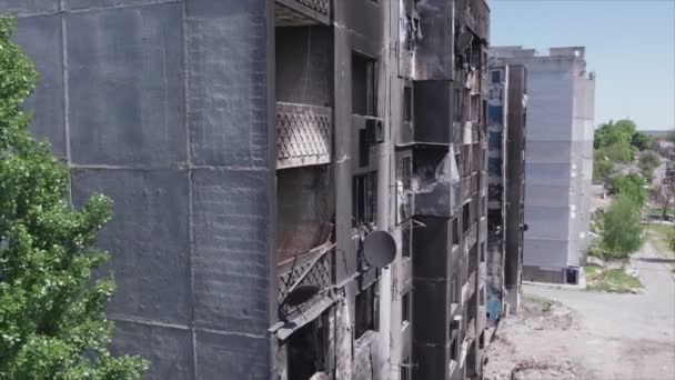 Stock Video Shows Aftermath War Ukraine Destroyed Residential Building Borodyanka — Stock Video