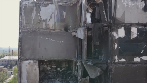 Este Video Muestra Las Secuelas Guerra Ucrania Edificio Residencial Destruido — Vídeos de Stock