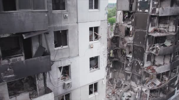 Este Video Muestra Las Secuelas Guerra Ucrania Edificio Residencial Destruido — Vídeos de Stock