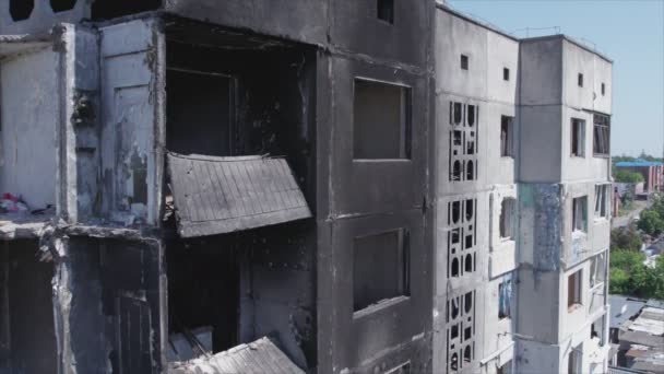 Відео Показує Наслідки Війни Україні Зруйнований Житловий Будинок Бородянці Район — стокове відео