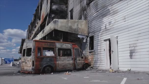 Cette Vidéo Montre Bâtiment Détruit Par Guerre Centre Commercial Bucha — Video