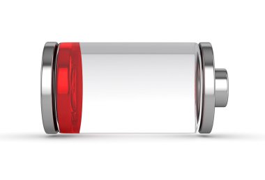 3D düşük pil sembolü beyaz izole