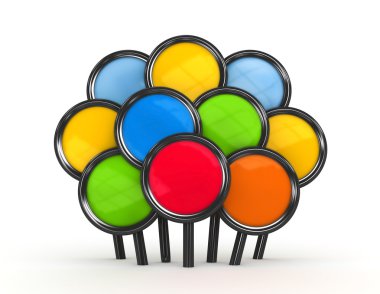 Bilgi- 3d işaretinin renkli kabarcıkları izole edildi