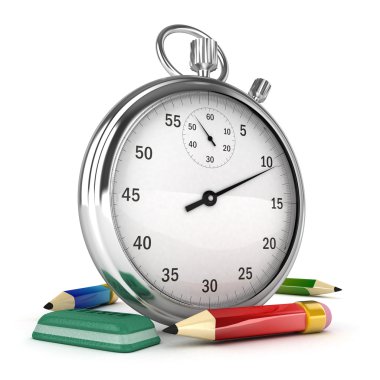 kalem ve silgi izole ile 3D Chronometre