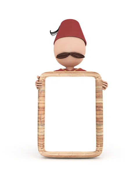 3d ramadan drummer with wooden frame — Stock Photo, Image