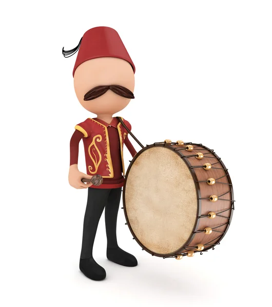 3D tradisional Ramadhan Drummer terisolasi — Stok Foto