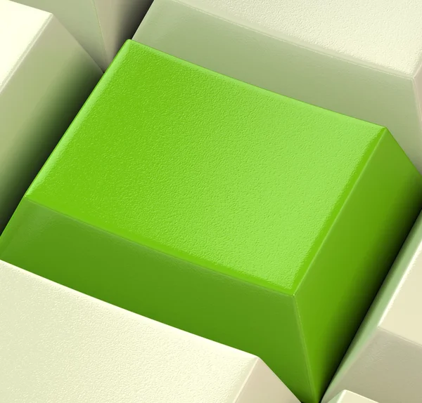 Llave verde del ordenador 3D —  Fotos de Stock