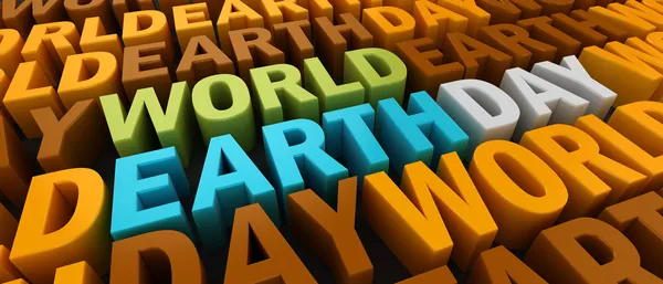 3D svět země den text — Stock fotografie