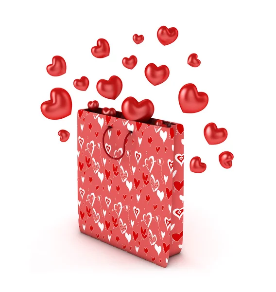 Hearts out of the bag-valentines day concept — Stock Photo, Image