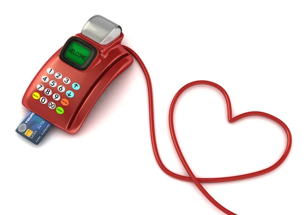 Máquina Pos con símbolo del corazón - concepto de día de San Valentín —  Fotos de Stock
