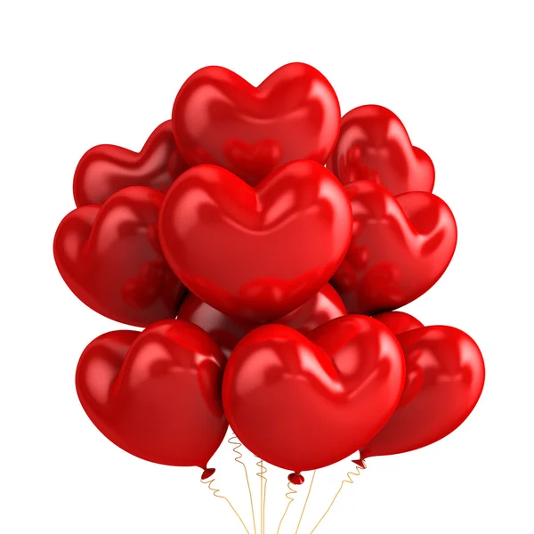 Balões cardíacos voadores 3D isolados — Fotografia de Stock