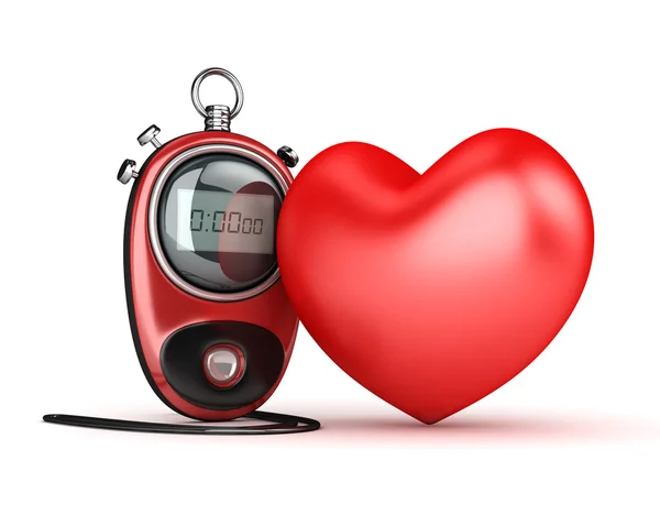 3D Digital Chrono meters and heart — Stock Photo, Image