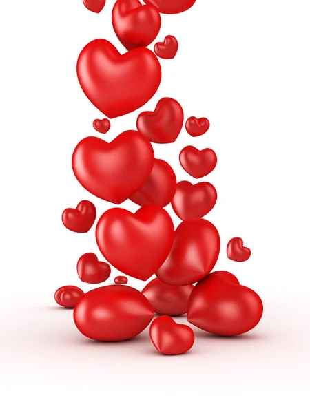 3D valentines day hearts falls isolated — Stock Photo, Image