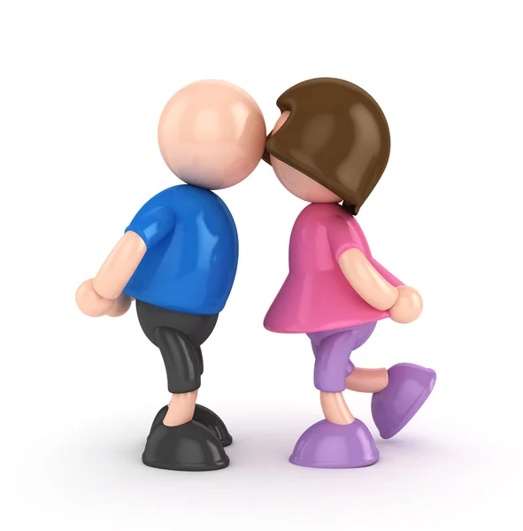 3D Boy and Girl-Beijos figuras isoladas — Fotografia de Stock