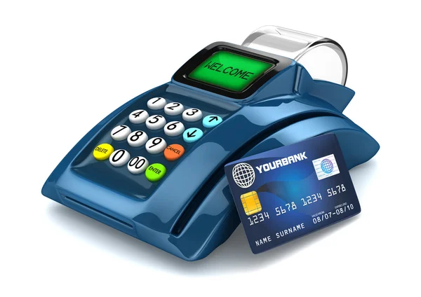 3D POS-terminal with Credit Card - isolated — Stock Photo, Image