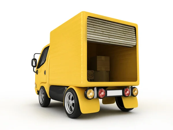 3D жёлтый фургон — стоковое фото
