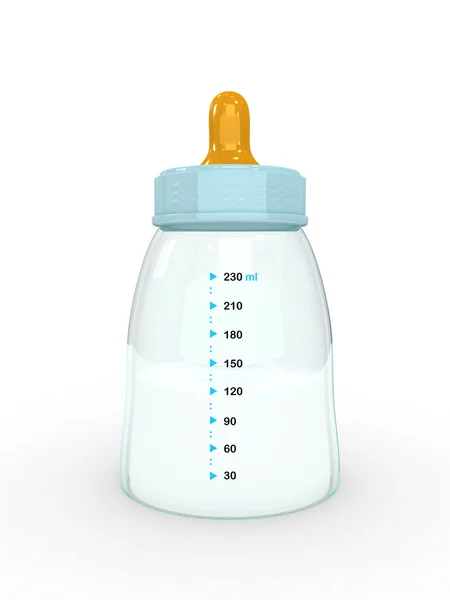 Dziecko butelka 3d renderowane biały na białym tle — Zdjęcie stockowe