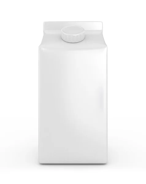 3d beyaz süt kutusu - izole Stok Resim