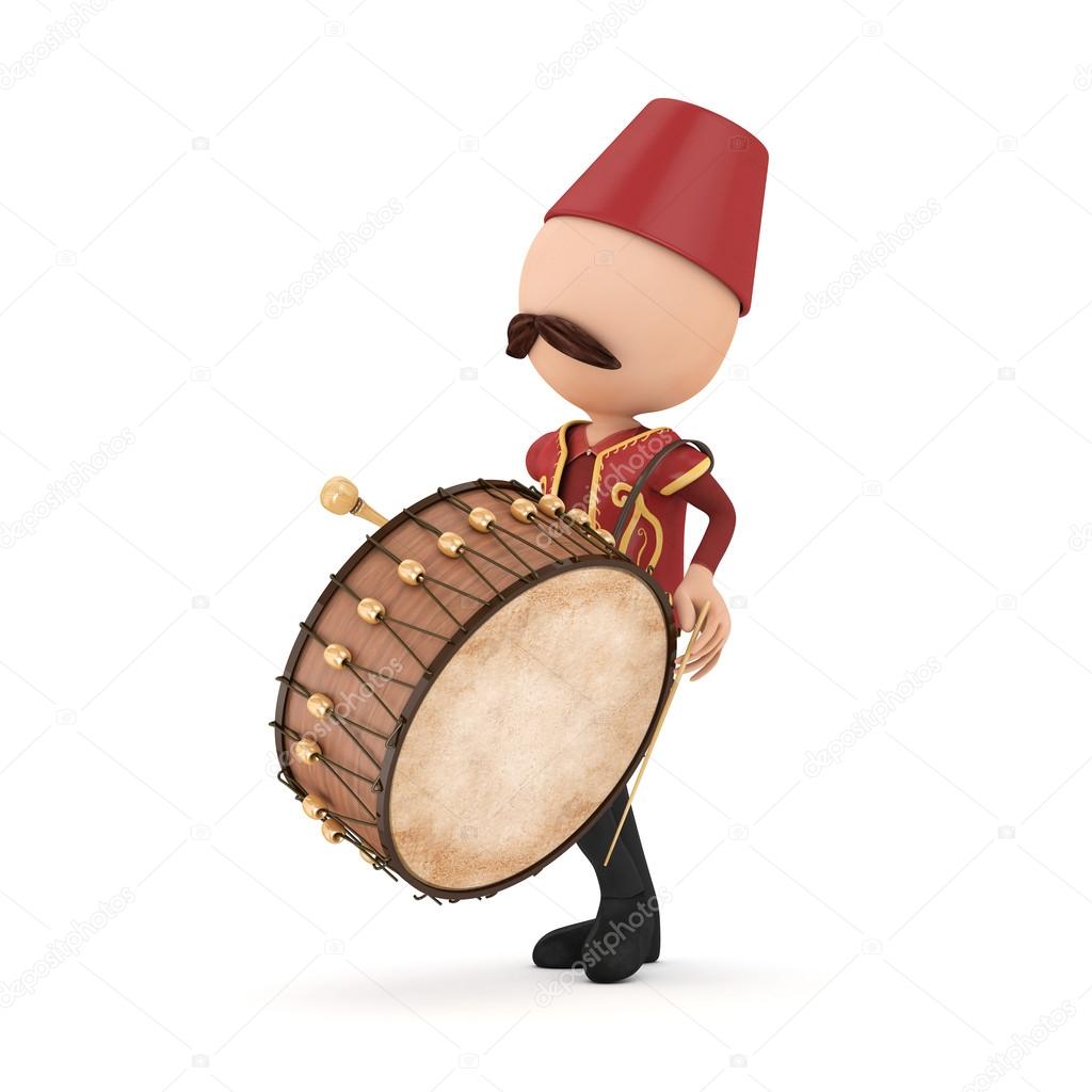 3D Traditional Ramadan Drummer isolated