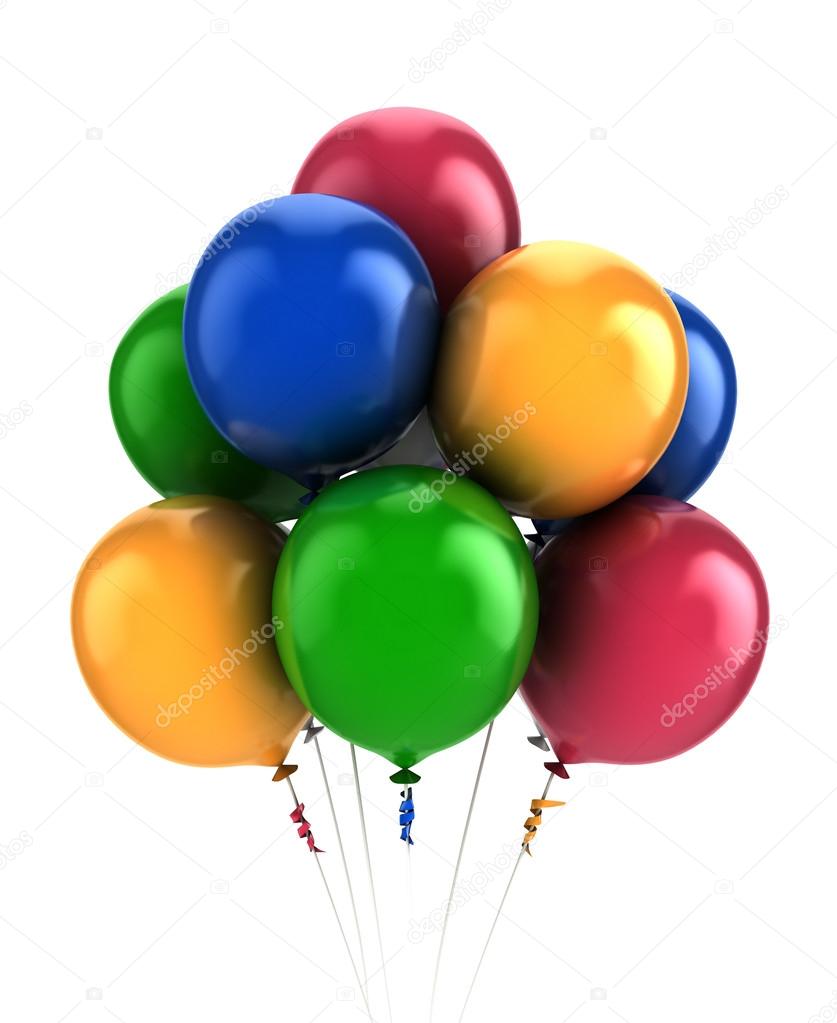 3D Balloons- multi colored-isolated