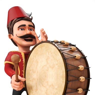 3D Traditional Ramadan Drummer and drum clipart