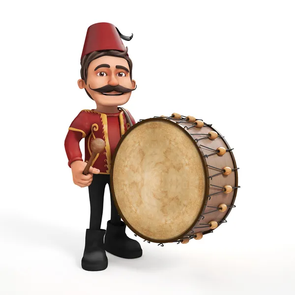 3D Traditional Ramadan Drummer and drum — Stock Photo, Image