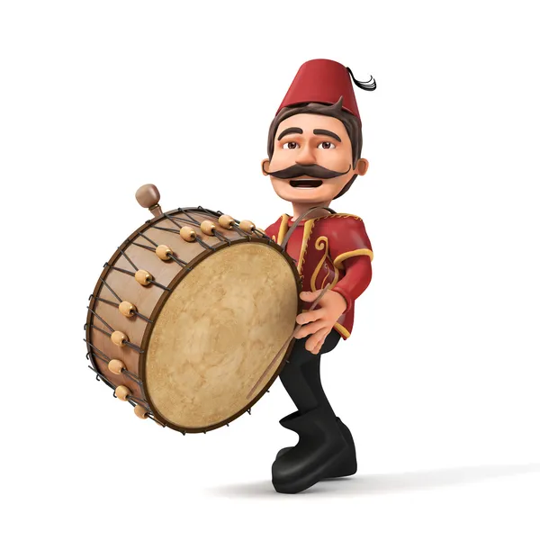 3D tradiční Ramadán bubeník a drum Stock Obrázky