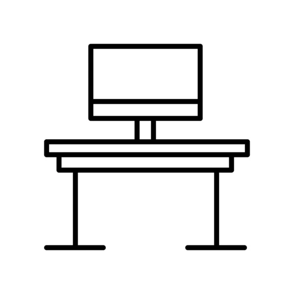 Computer Desk Minimalist Monitor Office Icon — Stock Vector
