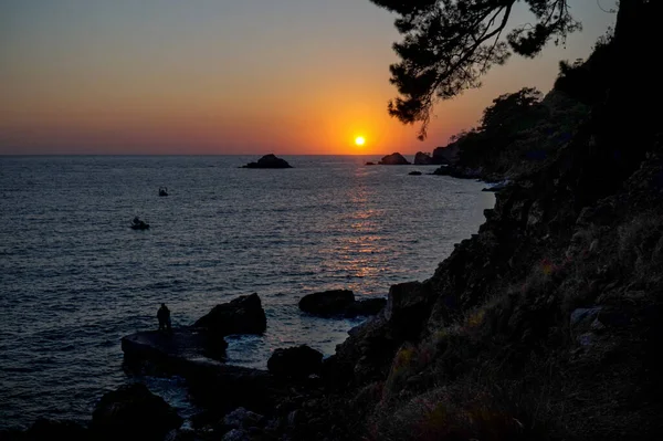 Puesta Sol Playa Kabak Las Montañas Tauro Sur Turquía — Foto de Stock