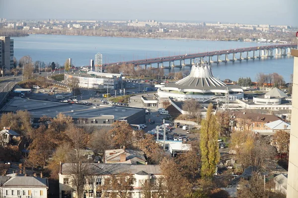 Vue Dessus Des Rues Ville Dnipro Depuis Toit Menorah — Photo