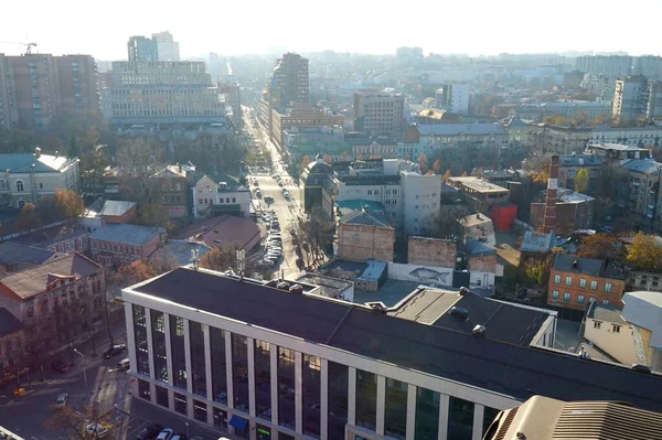 Blick Auf Die Straßen Der Stadt Dnipro Vom Dach Der Stockbild