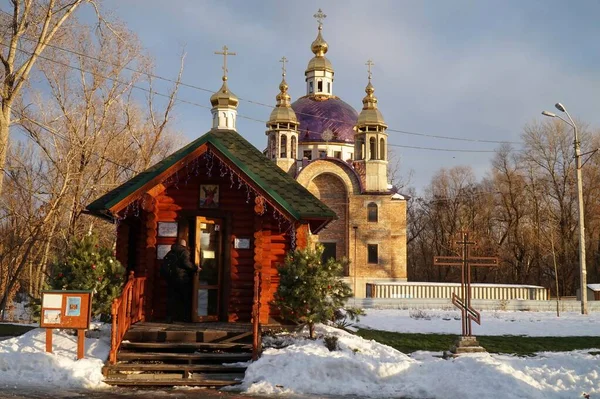 Orthodoxe Kirche Der Mittagssonne Winter — Stockfoto