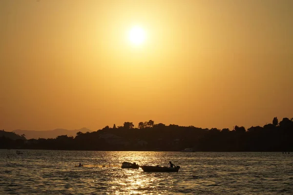 Zonsondergang Boven Egeïsche Zee Uitzicht Vanaf Dijk Van Stad Fethiye — Stockfoto