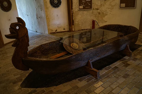 Una Vecchia Barca Cui Hanno Navigato Lungo Dniester Museo Ucraina — Foto Stock